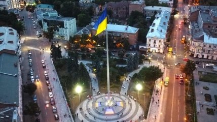 Украинский флаг в Полтаве