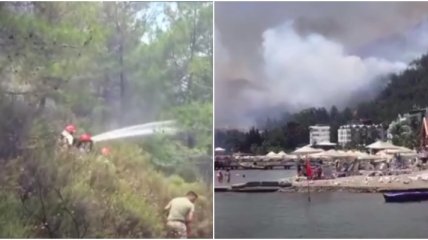 На популярном курорте в Турции разгорелся масштабный пожар: отели могут оказаться в огне (видео)