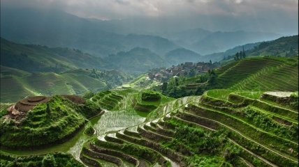 Удивительные узоры рисовых террас в Китае (Фотогалерея)