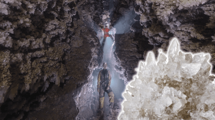 В пещере есть красивые гипсовые кристаллы. Фото Facebook-страница "Спелеотуры в пещеру Оптимистичная"