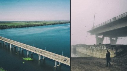 Антоновский мост в Херсонской области частично разрушен, нет нескольких пролетов