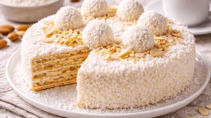 Кокосовый вафельный торт