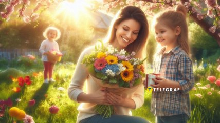 Маму поздравляют дети