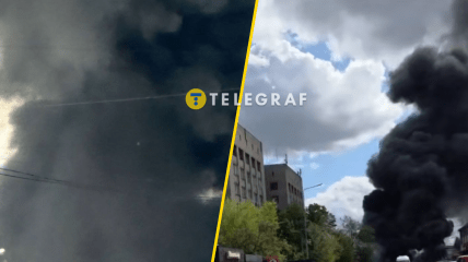 Дим над місцями влучань чи падінь дронів