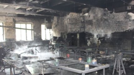 В Киеве сгорела слесарная мастерская (Видео)