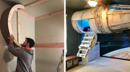 Отец построил космический корабль в комнате своего сына (Фото)
