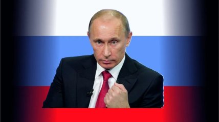 Владимир Путин на фоне триколора