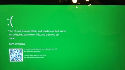 Экран смерти в Windows 10 стал зеленым