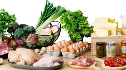 Овощи, мясо, яйца, зелень, масло и консервация