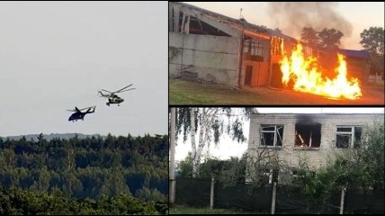 Последствия ракетного обстрела с российских вертолетов