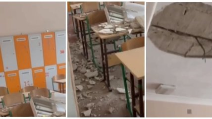 В школе Днепра упал потолок