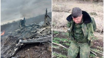 Остатки российского самолета и задержанный пилот