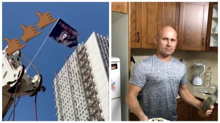 Росіянин працює в Ізраїлі на будівництві, де й підняв прапор