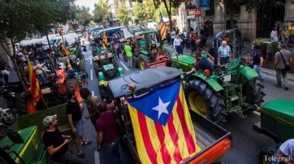 В Каталонии крестьяне устроили "марш тракторов" в поддержку референдума