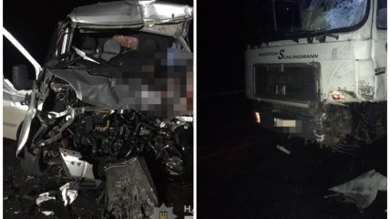 В аварии грузовик практически не пострадал