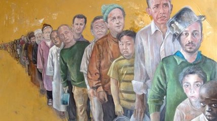 Сирийский художник представил мировых лидеров в образе беженцев (Фото) 