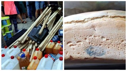 Россияне отправили плесневый черствый хлеб и лопаты в Мариуполь