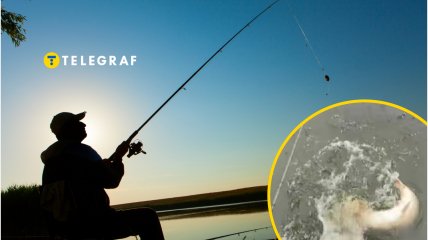 В Украине рыбак поймал большую рыбу