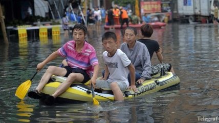 В Китае из-за дождей затопило город Хулудао