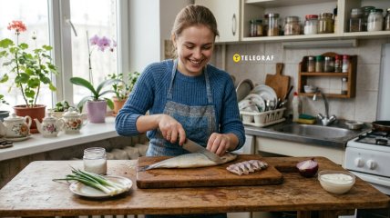 После нарезания селедки доску нужно очистить от запахов