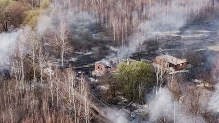 Пожары в зоне ЧАЭС: продолжается тушение очагов тления