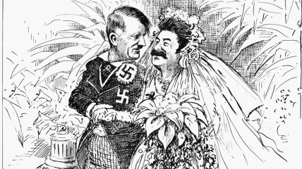 Карикатура в газете Washington Star, посвященная подписанию Пакта Молотова – Риббентропа. 1939 год. Художник Клиффорд Берримен