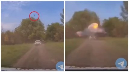 Россия атаковала авто дроном-камикадзе