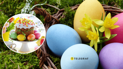 Кулич и крашеные яйца