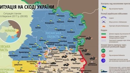 Карта: боевики выпустили по Авдеевке и ее флангах более 170 мин
