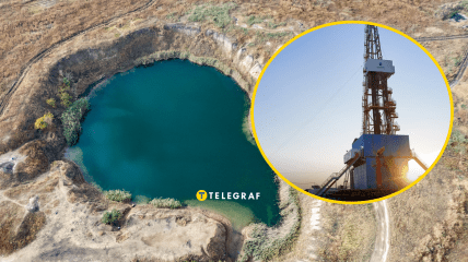 Возле села Антоновка есть озеро, возникшее в результате буровых работ.