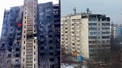 Обстрелянные дома в Харькове