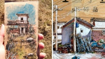 Художник из Китая создает свои картины на самом обычном мусоре (Фото) 