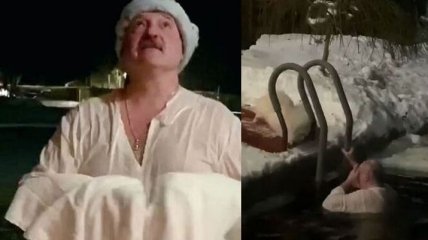 "Так и приходит белочка": сеть поразили крещенские купания Лукашенко (видео)