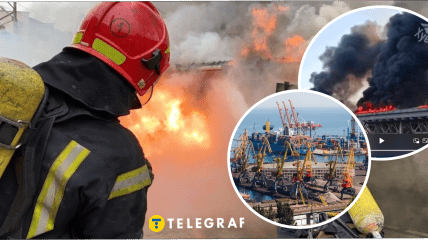 Пожар в Черноморске, горит порт