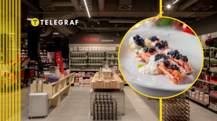 Магазин, черная икра, краб