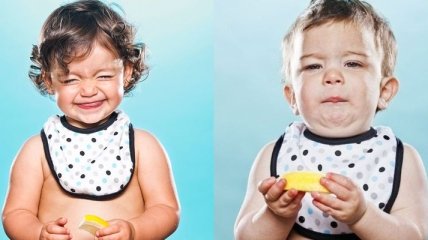 Детская реакция малышей впервые в жизни попробовавших лимон (Фото)