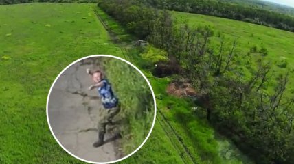 Противовоздушная оборона боевиков: когда дрон ВСУ не смогли сбить камнем и бросились убегать (видео)
