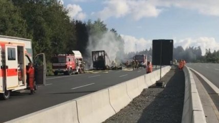 В Баварии загорелся автобус с туристами, есть жертвы
