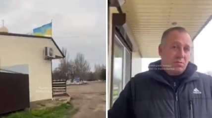 Флаг Украины на магазине в селе Прибужаны