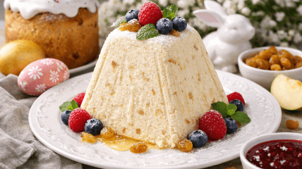 Творожная паска с яблоком: нежный рецепт