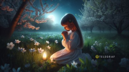 Девочка молится