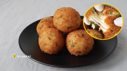 Золотистые рисовые шарики с сыром