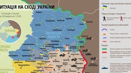 Карта АТО на Востоке Украины (30 сентября)
