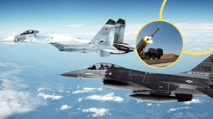 Советский Су-27 и американский F-16 в 1990 году