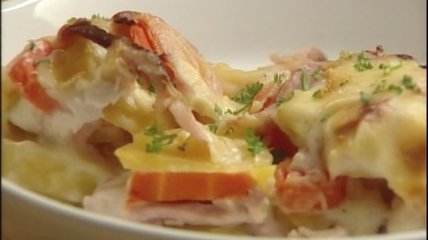 Картофель запечённый с ветчиной