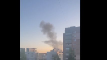Дым после прилета в Харькове