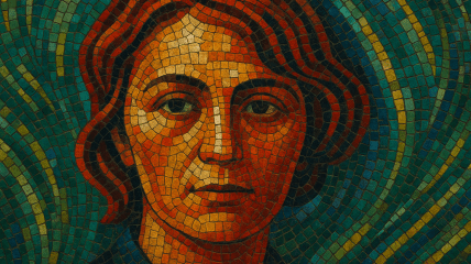 Так бачить ШІ декоративне панно з портретом Горської