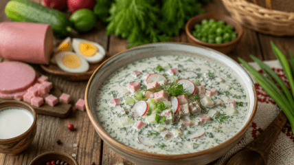 Окрошка с колбасой