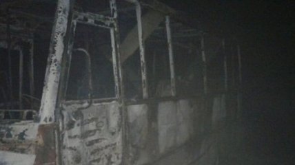 В Донецкой области горел гараж с автобусами