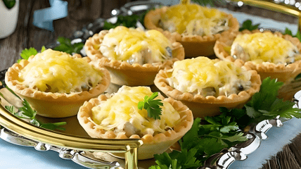 Тарталетки з куркою та грибами: класичний рецепт  для новорічного столу (відео)